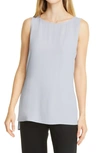 Eileen Fisher Bateau-neck Long Silk Georgette Crepe Shell In Insky