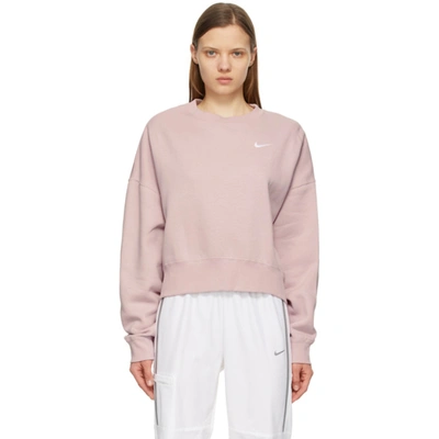 Nike Pink Fleece Sportswear Essential Sweatshirt In 645 Champag