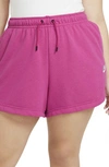 Nike Sportswear Essential Women's French Terry Shorts In Fireberry/ Heather/ White