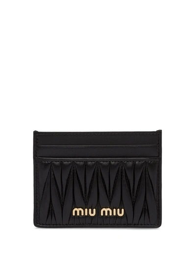 Miu Miu Matelassé Nappa Leather Cardholder In Black