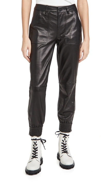 J Brand Womens Black Arkin Tapered Mid-rise Leather Trousers 25