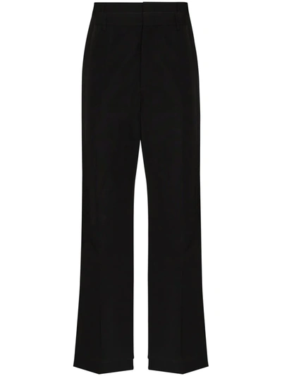 Valentino Black Embroidered Logo Straight Leg Trousers