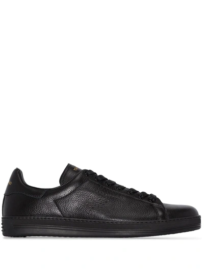 Tom Ford Black Warwick Low Top Leather Trainers