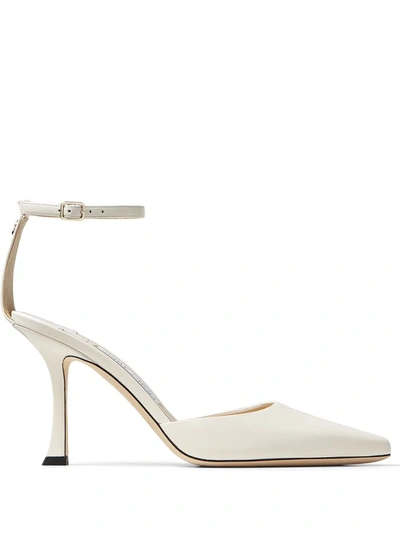 Jimmy Choo Mair 90 Point-toe Leather Pumps In White