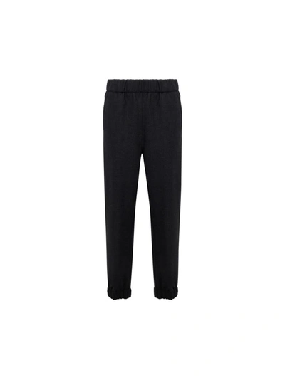 Ganni Mélange Wool Pants In Grey