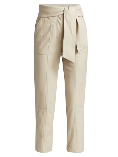 Simkhai Tessa Tie-waist Vegan Leather Pants In Light Grey