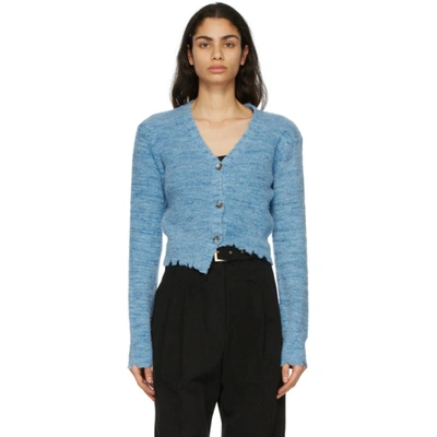 Andersson Bell Blue Alpaca Asymmetric Cardigan In Melange Blu