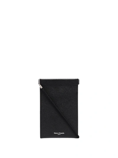 Maison Margiela Black Four-stitch Leather Phone Bag