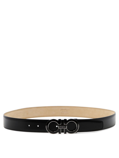 Ferragamo Salvatore  Gancini Adjustable Belt In Black