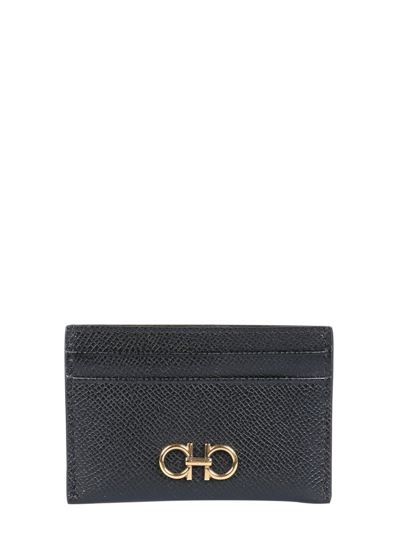 Ferragamo Salvatore  Gancini Cardholder In Nero/gold