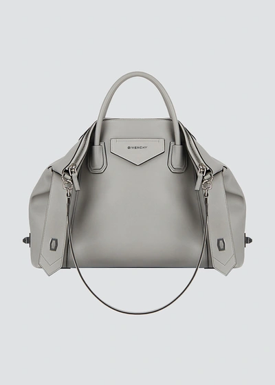 Givenchy Antigona Soft Medium Leather Bag In Gray