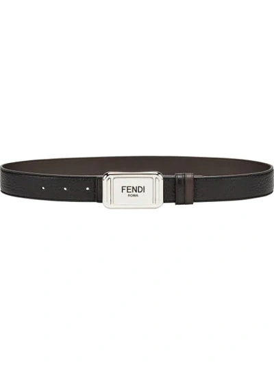 Fendi Reversible Leather Belt In Black