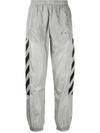 Off-white Diagonal-print Relaxed-fit Shell Jogging Bottoms In Grey