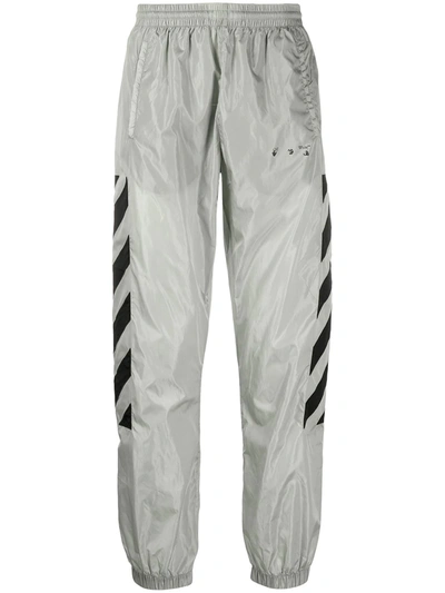 Off-white Diagonal-print Relaxed-fit Shell Jogging Bottoms In Grey