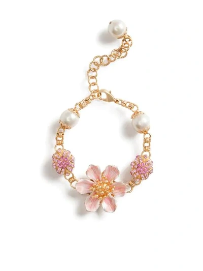 Dolce & Gabbana Floral Chain Bracelet In Gold
