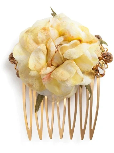 Dolce & Gabbana Floral Hair Clip In Gold