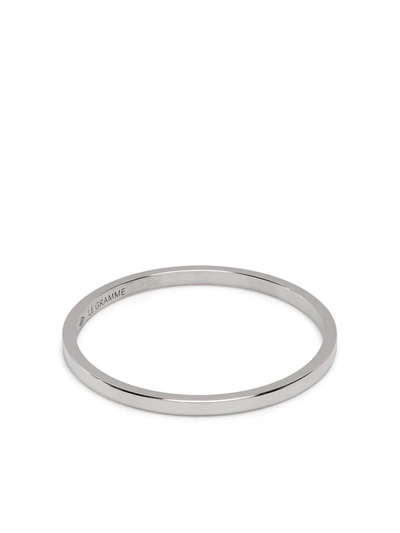 Le Gramme 18kt White Gold Slick Polished Ring In Silver