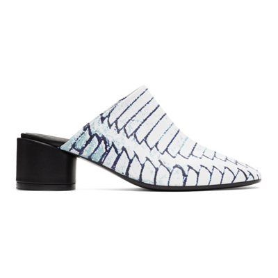 Mm6 Maison Margiela White Woven Print Mules