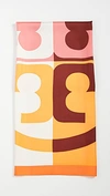 Tory Burch Colorblock Logo Silk Square Scarf In Orange