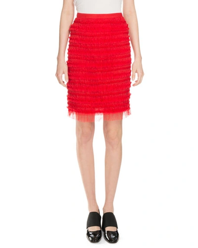 Givenchy Striped Tulle Skirt, Red