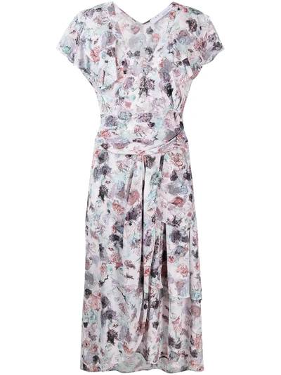 Iro Plisca Floral Mid Length Draped Dress In Pink