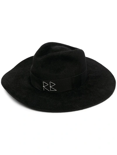 Ruslan Baginskiy Black Embellished Chain Fedora Hat