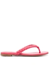 Gianvito Rossi Braided Lamb Flat Thong Sandals In Purple