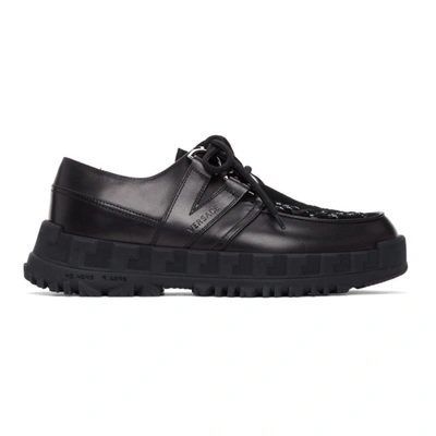 Versace Black Greca Rhegis Lace-up Brogues In D41e Black