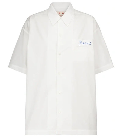 Marni Cotton Poplin Oversized Bowling Shirt With Slits In White