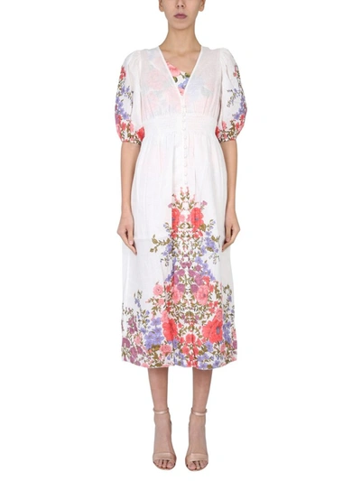 Zimmermann Poppy Shirred Waist Dress In Multi