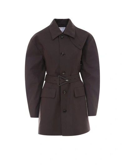 Bottega Veneta Women's 646308v00v02113 Black Leather Coat In Brown