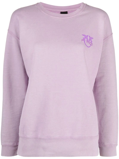 Pinko Logo-embroidered Cotton Sweatshirt In Pink