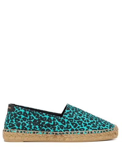 Saint Laurent Women's Espadrille Slip On Signature Flats In Black/blue