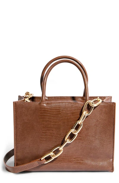 House Of Want H.o.w. We Gram Small Tote In Chocolate Lizard