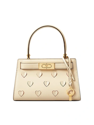 Tory Burch Lee Radziwill Small Applique Leather Handbag In New Cream