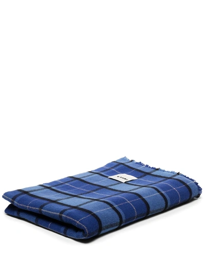 Tekla Tartan-check Wool Blanket In Blue