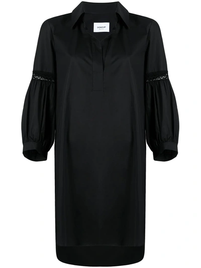 Dondup Balloon-sleeve Shirt Dress In Black
