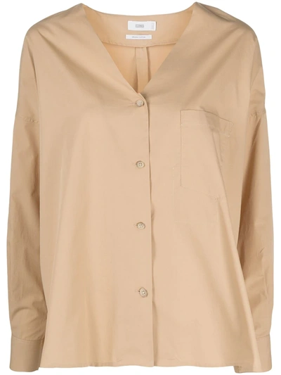 Closed Cotton V-neck Blouse In Brown
