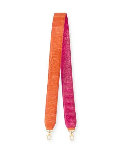 Nancy Gonzalez Two-tone Crocodile Guitar Strap For Handbag In Orange/pink