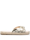 Kate Spade Saltie Shore Metallic Leather Espadrille Slides In Pale Gold