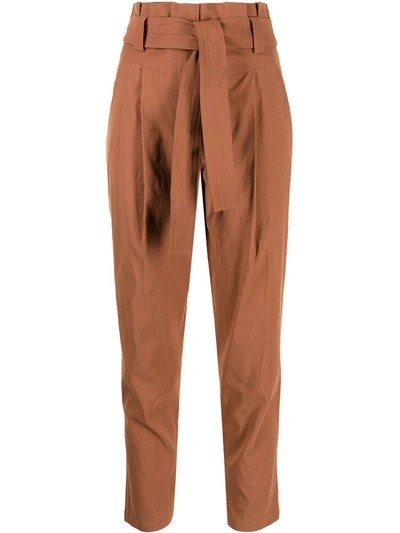 A.l.c Davis High-waist Belted Pants In Deep Amber