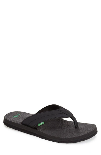 Sanuk Men's Ziggy Soft Top Mesh Flip Flop In Black