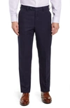 Berle Classic Fit Flat Front Microfiber Performance Trousers In Navy