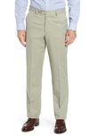 Berle Classic Fit Flat Front Microfiber Performance Trousers In Taupe