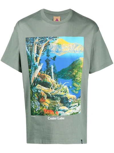 Nike Acg "crater Lake" Short-sleeve T-shirt In Khaki/ White