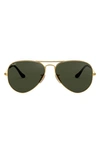 Ray Ban Standard Original 58mm Aviator Sunglasses In Gold/ Dark Green