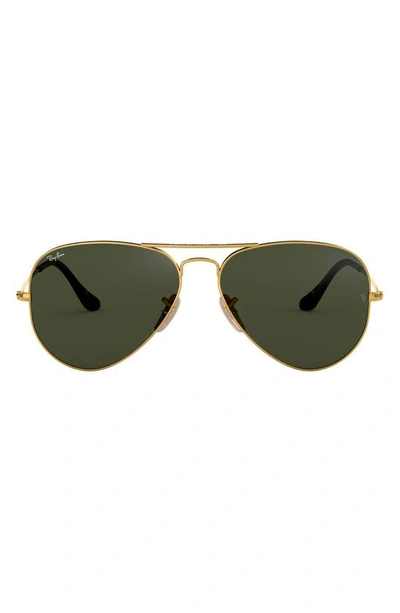 Ray Ban Standard Original 58mm Aviator Sunglasses In Gold/ Dark Green