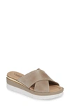 Cordani Aramis Wedge Slide Sandal In Taupe Leather