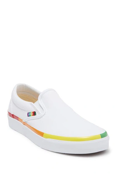 Vans Van Classic Checkerboard Slip-on Sneaker In Rainbow Foxing/ True White