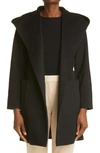 Max Mara Rialto Hooded Camel Hair Coat In Black